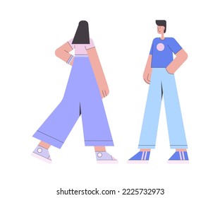 Two characters talking to each other. Concept of communication, negotiations, meetings. Vector illustration in a flat style