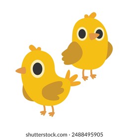 Two Charming Chicks Vector Illustration Set