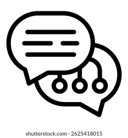 Two chat bubbles are connecting, representing online communication and social networking