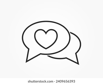 two chat bubbles with heart line icon. love and romantic symbol. vector image for valentines design