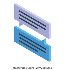 Two chat messages exchanging information in isometric view, online communication concept