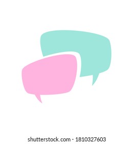 two chat speech bubbles  isolated on white background. Vector flat icon. Dialog, forum,message symbol. Conclusion, communication, education picture. 