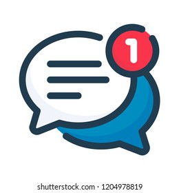 Two chat speech bubbles with new message notification. Dialogue vector icon.