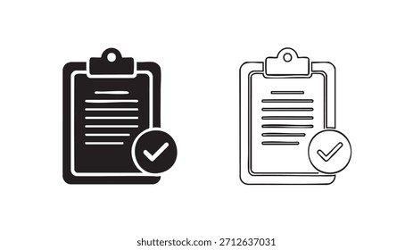 Two check boxes on a clipboard. One is checked and the other is not. The clipboard is black