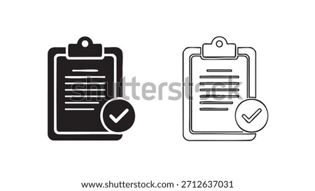 Two check boxes on a clipboard. One is checked and the other is not. The clipboard is black