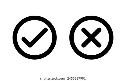 Two check marks black round outline icons