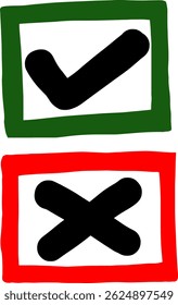 two check marks are shown on a white background
