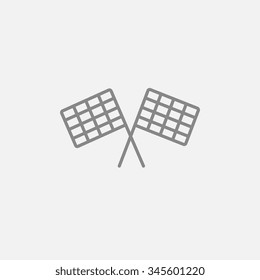 Zwei markierte Flaggen-Symbol für Web-, Mobil- und Infografiken. Vektorgrafik, dunkelgraues Symbol einzeln auf hellgrauem Hintergrund.