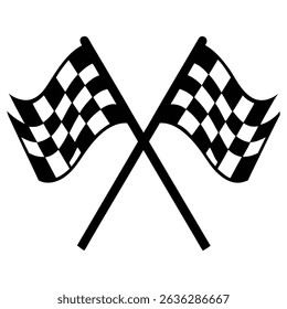 Two checkered flags are crossed, use as a racing flag at the sports finish line