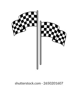 Two checkered flags, flag vector, racing icon, black white flag, race theme, race graphics, crossed checkers. two crossed black-and-white checkered flags, symbolizing a race finish on a white