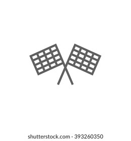 Two checkered flags line icon.