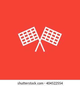 Two checkered flags line icon.