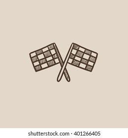 Two checkered flags sketch icon.