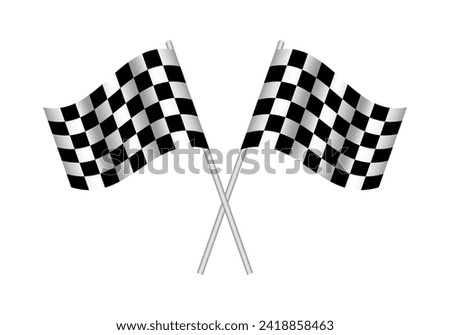 Two Checkered Racing Flags Waving