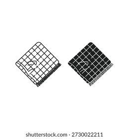 Dos iconos textiles a cuadros, uno negro y uno blanco, aislados en