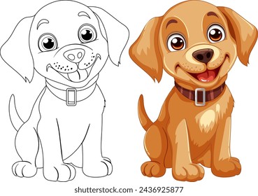 Dos perros alegres ilustrados en estilo de dibujos animados