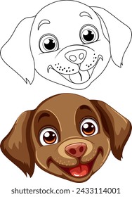 Dos perros alegres ilustrados en estilo vector