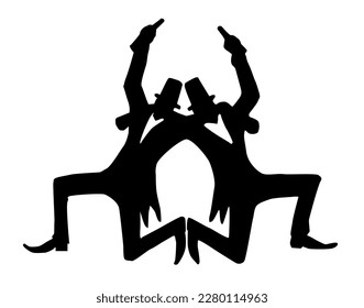 Two cheerful men toast. Cartoon style vector illustration isolated on white background.