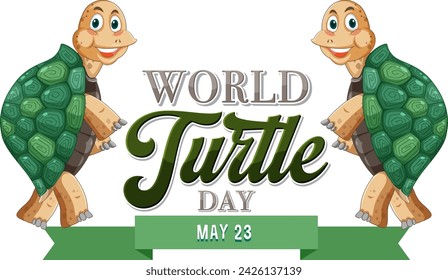 Two cheerful turtles promoting World Turtle Day