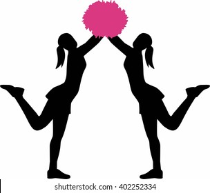 Two cheerleader with pom pom