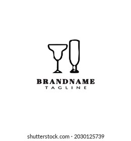 two cheers glasses logo template icon modern vector
