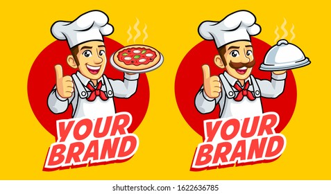 Two Chef man mascot logo good for food business and culinary.