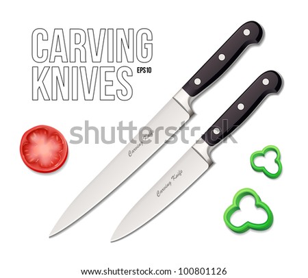 Two Chef's Kitchen Carving Knives EPS10