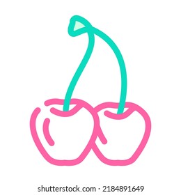 two cherries branch color icon vector. two cherries branch sign. isolated symbol illustration