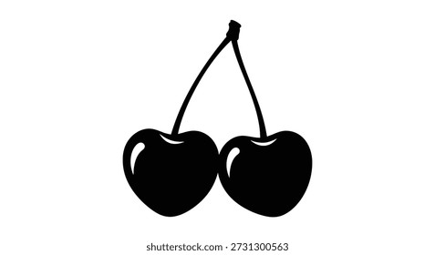 Se representan dos cerezas en un estilo de silueta cruda y plana, creando una Imagen visualmente atractiva.