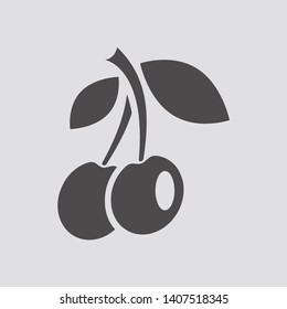  Two cherries icon in flat style.Vector illustration.