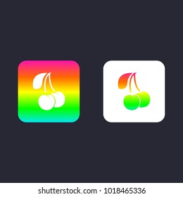 two cherries with leaf colorful rainbow gradient icon vector design