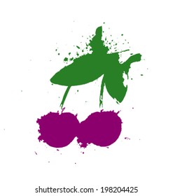 Two cherries. Vector illustration.