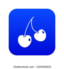 Two cherry berries icon digital blue for any design isolated on white vector illustration