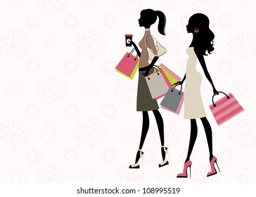 Two chick women shopping