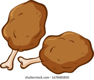 Two Chicken Drums On White Background Illustration