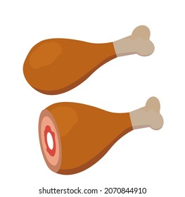 Two chicken leg piece simple clip-art vector illustration.