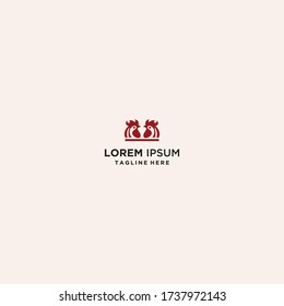 Two Chicken logo template design in Vector illustration 