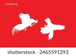 Two chicken silhouettes quarreling on white Beautiful battle of cockapoos, vector illustration