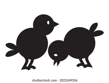 Dos pollos, icono del vector negro sobre fondo blanco