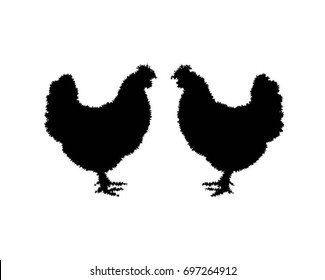 Two chickens in grunge silhouette.