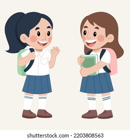 two child goes to school vector illustration flat design