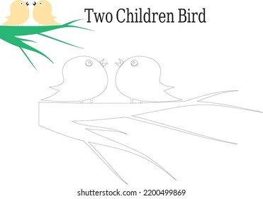 Two Children Birds Children Coloring Book Stock Vector (Royalty Free