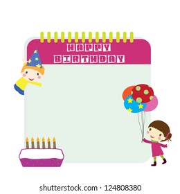 two children with birthday background