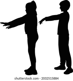 dos cuerpos infantiles, vector de silueta