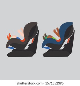 two children in a car seats