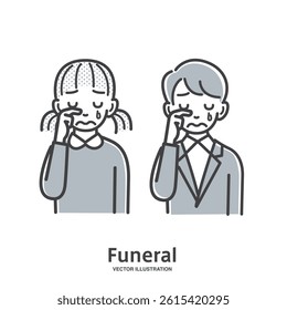Two children cry in memory of the deceased at a funeral