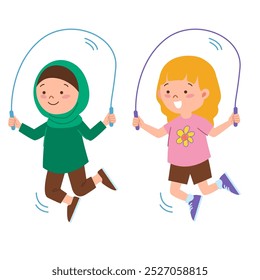 Two children do jumping rope