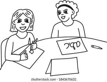 Two children doing their writing practice together