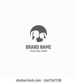Diseño de plantilla de logotipo de dos hijos en ilustración de vector 