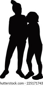 two children playing together, silhouette vector